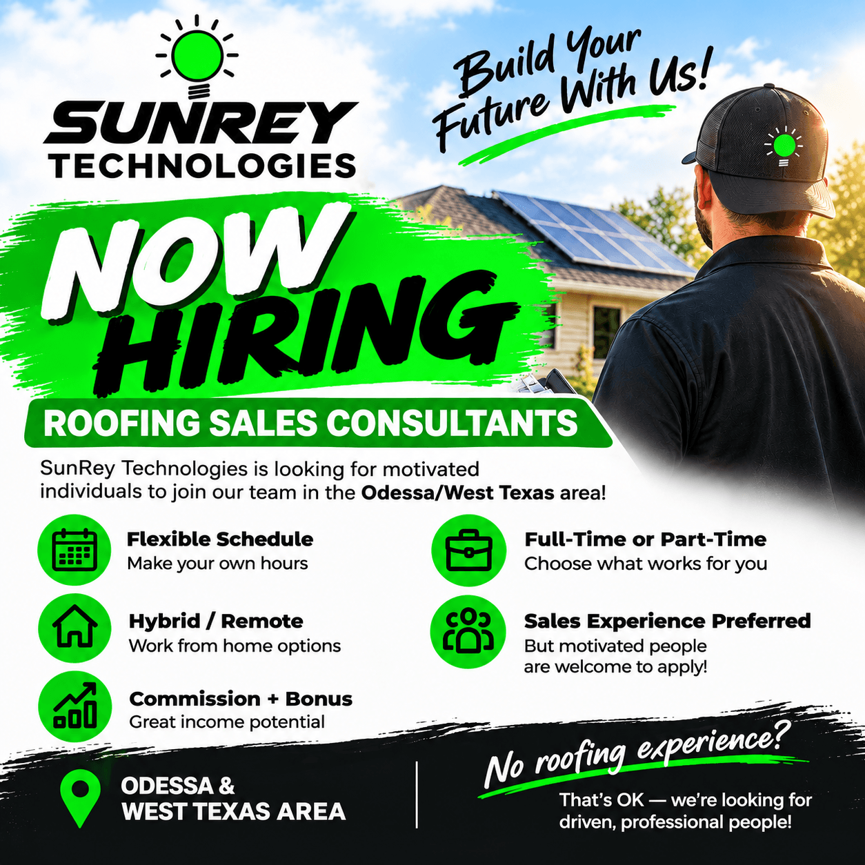 We're Hiring Roofing Sales Consultants in Odessa and West Texas image